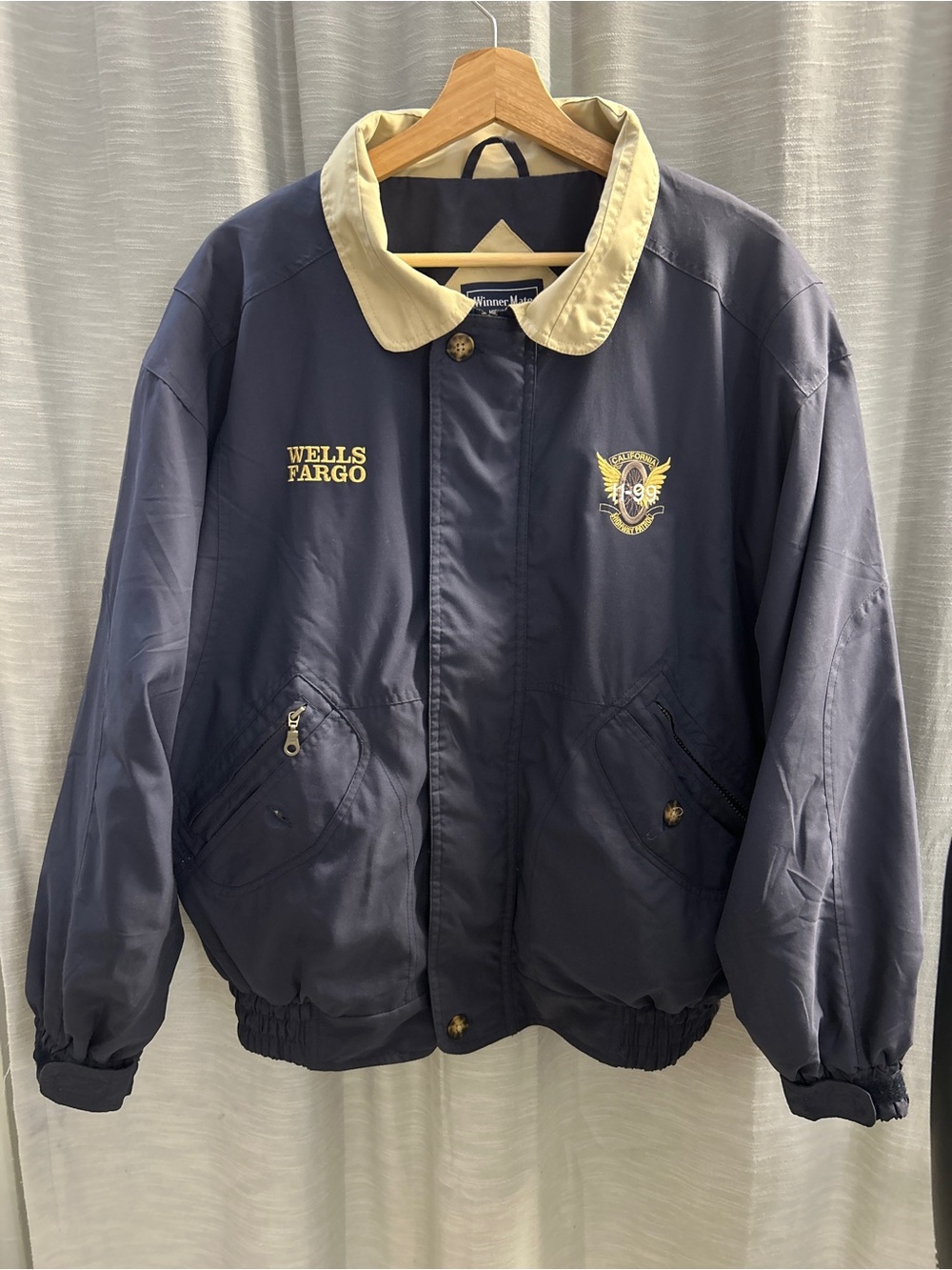 Winner Mate Navy Bomber Jacket L Wells Fargo California Highway Patrol